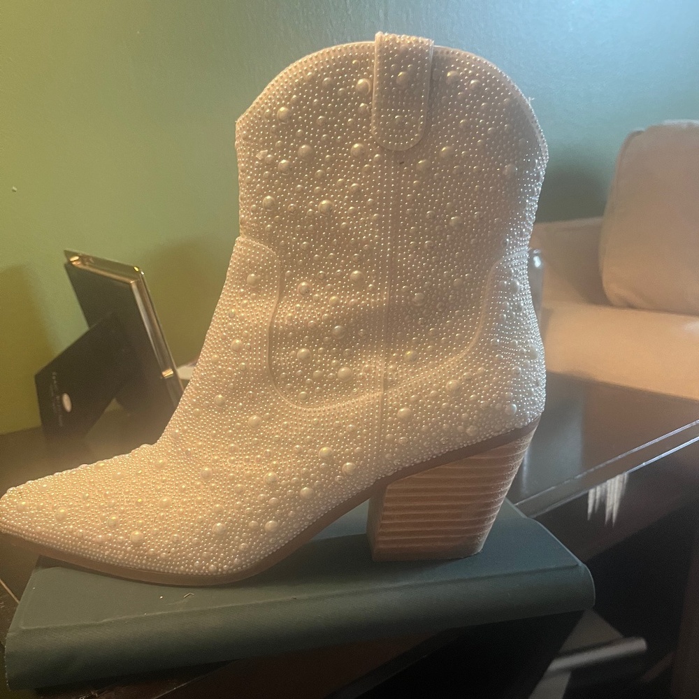 COPY - White beaded booties